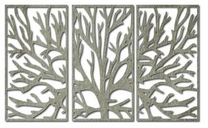 Obraz na stěnu z dřevěné překližky větve stromu v rámu / 3 kusy rámu / FERO