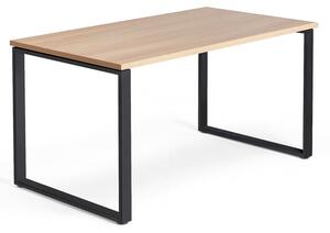 Kancelársky pracovný stôl QBUS, O-rám, 1400x800 mm, dub/čierna