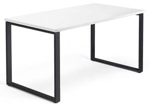 Kancelársky pracovný stôl QBUS, O-rám, 1400x800 mm, biela/čierna