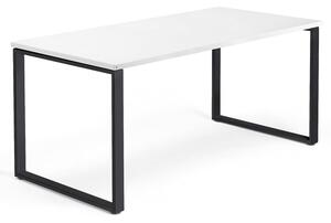 Kancelársky pracovný stôl QBUS, O-rám, 1600x800 mm, biela/čierna