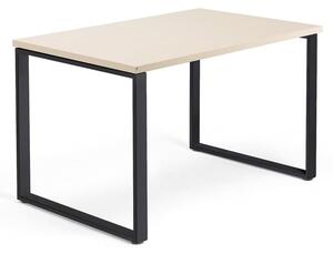Kancelársky pracovný stôl QBUS, O-rám, 1200x800 mm, breza/čierna