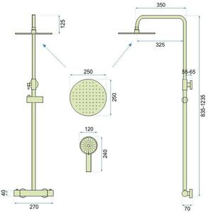 Sprchový set s termostatom Rea Vincent nikel - termostatická batéria, dažďová a ručná sprcha
