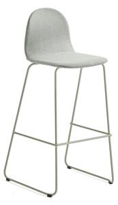 Barová stolička GANDER, s klzákmi, výška sedu 790 mm, čalúnená, zelenošedá