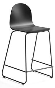 Barová stolička GANDER, s klzákmi, výška sedu 630 mm, lakovaná, čierna