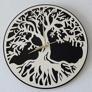 Stylesa Nástenné hodiny strom života materiál preglejka topoľ a čierna MDF PR0163