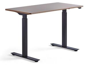 Výškovo nastaviteľný stôl NOVUS, 1200x600 mm, čierny rám, ílovošedá doska