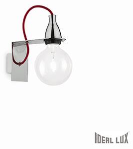 Ideal Lux 045207 Nástenné RETRO svietidlo MINIMAL AP1 CROMO, chróm červený kábel
