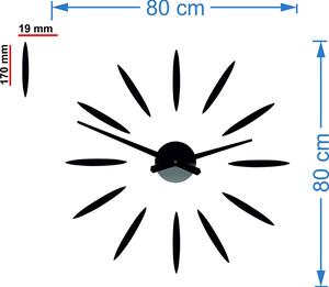 SENTOP - Nástenné hodiny nalepovacie Slnko Lúče 12P050 SENTOP čierne