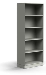 Knižnica QBUS, 4 police, so soklom, 2020x800x400 mm, svetlošedá