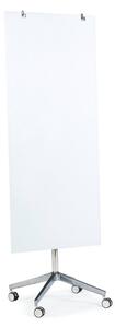Sklenená magnetická tabuľa STELLA, s kolieskami, 650x1575 mm, biela