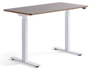 Výškovo nastaviteľný stôl NOVUS, 1200x600 mm, biely rám, ílovošedá doska