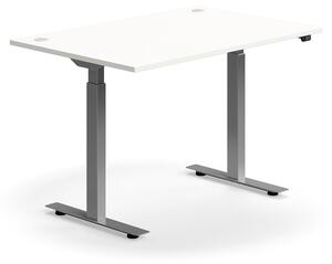 Výškovo nastaviteľný stôl FLEXUS, rovný, 1200x800 mm, strieborný rám, biela