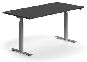 Výškovo nastaviteľný stôl FLEXUS, rovný, 1600x800 mm, strieborný rám, šedá