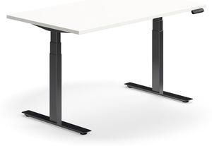 Výškovo nastaviteľný stôl QBUS, rovný, 1400x800 mm, čierny rám, biela