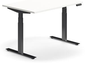 Výškovo nastaviteľný stôl QBUS, rovný, 1200x800 mm, čierny rám, biela