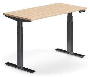 Výškovo nastaviteľný stôl QBUS, rovný, 1200x600 mm, čierny rám, dub