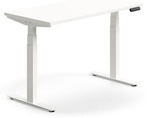 Výškovo nastaviteľný stôl QBUS, rovný, 1200x600 mm, biely rám, biela