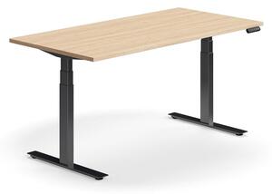 Výškovo nastaviteľný stôl QBUS, rovný, 1600x800 mm, čierny rám, dub