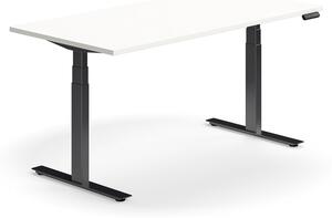 Výškovo nastaviteľný stôl QBUS, rovný, 1600x800 mm, čierny rám, biela