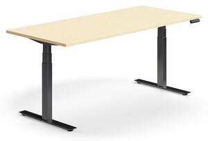 Výškovo nastaviteľný stôl QBUS, rovný, 1800x800 mm, čierny rám, breza