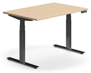 Výškovo nastaviteľný stôl QBUS, rovný, 1200x800 mm, čierny rám, dub