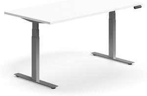 Výškovo nastaviteľný stôl QBUS, rovný, 1600x800 mm, strieborný rám, biela
