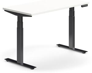 Výškovo nastaviteľný stôl QBUS, rovný, 1200x600 mm, čierny rám, biela