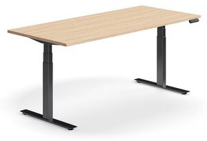 Výškovo nastaviteľný stôl QBUS, rovný, 1800x800 mm, čierny rám, dub
