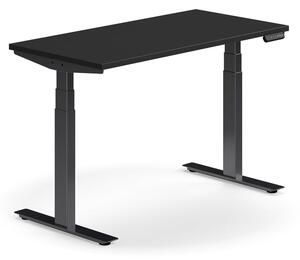 Výškovo nastaviteľný stôl QBUS, rovný, 1200x600 mm, čierny rám, čierna