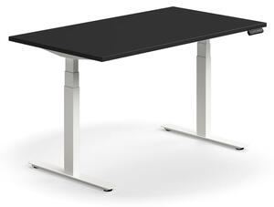 Výškovo nastaviteľný stôl QBUS, rovný, 1400x800 mm, biely rám, čierna