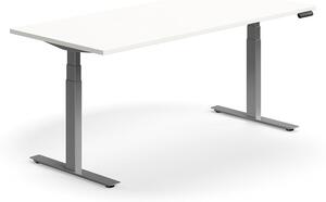 Výškovo nastaviteľný stôl QBUS, rovný, 1800x800 mm, strieborný rám, biela