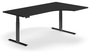 Výškovo nastaviteľný stôl QBUS, rohový, 2000x1200 mm, čierny rám, čierna