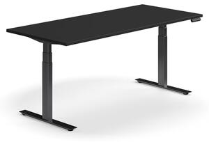 Výškovo nastaviteľný stôl QBUS, rovný, 1800x800 mm, čierny rám, čierna