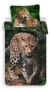 Bavlnené detské obliečky na jednolôžko 140x200 cm Leopard "Green" – Jerry Fabrics