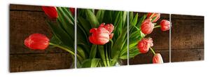 Obraz tulipánov vo váze (Obraz 160x40cm)