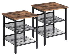 Dekorstudio Set 2 ks konferenčných stolíkov LET24X s 2 policami 40x40x50cm - rustikálna hnedá