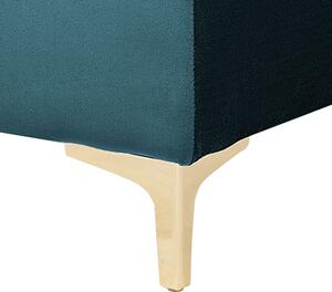 Leňoška modrozelená zamatová prešívaná moderná obývacia izba rozkladacia denná posteľ zlaté nohy opierky