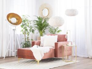Leňoška ružový zamat prešívaná látková moderná obývacia izba rozkladacia denná posteľ zlaté nohy opierky