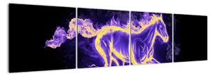 Abstraktný obraz horiaceho kone (Obraz 160x40cm)