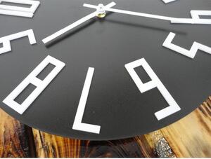 Drevené nástenné hodiny z HDF čierne biele čísla Stylesa F008