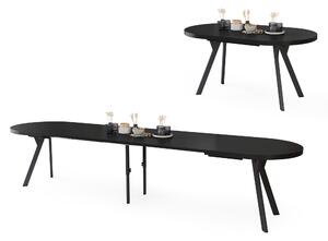 EXPANSO Čierny mat / čierne nohy - OVÁLNY ROZKLADACÍ STÔL 160-360 cm PRE 16-18 OSÔB
