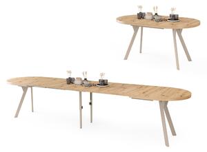 EXPANSO Dub Artisan / kašmírové nohy - OVÁLNY ROZKLADACÍ STÔL 160-360 cm PRE 16-18 OSÔB