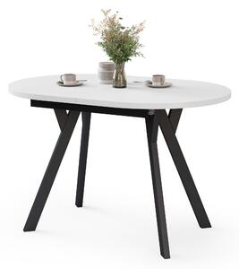 ALMO Biely mat / čierne nohy - OVÁLNY ROZKLADACÍ STÔL 120-220 cm PRE 10-12 OSÔB