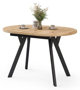 ALMO Dub Artisan / čierne nohy - OVÁLNY ROZKLADACÍ STÔL 120-220 cm PRE 10-12 OSÔB
