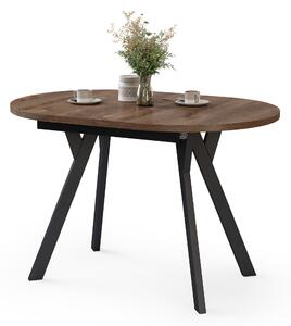 ALMO Hnedý dub / čierne nohy - OVÁLNY ROZKLADACÍ STÔL 120-220 cm PRE 10-12 OSÔB