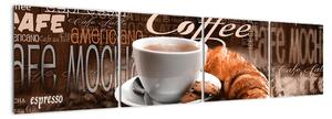 Káva s croissantom - obraz (Obraz 160x40cm)