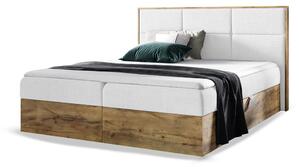 Wilsondo Čalúnená boxspring manželská posteľ WOOD 2 s úložným priestorom - biela Paros Rozmer: 140x200