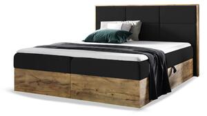 Wilsondo Čalúnená boxspring manželská posteľ WOOD 2 s úložným priestorom - čierna Kronos Rozmer: 180x200