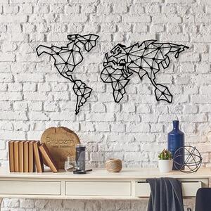 Mapa sveta - kovová dekorácia na stenu (640x1200mm), farba: čierna