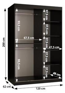 Šatníková skriňa so zrkadlom 120 cm Riana Wa 2 120 (čierna). Vlastná spoľahlivá doprava až k Vám domov. 1063487